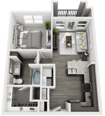 a floor plan of a two bedroom apartment at The Discovery Park