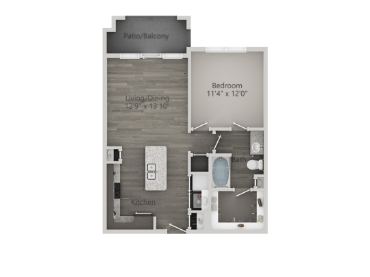 a floor plan of a two bedroom apartment at The Discovery Park