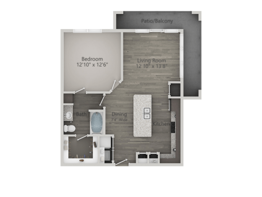 floor plan - 1 bedroom, 1 bath, 996 sq ft at The Discovery Park